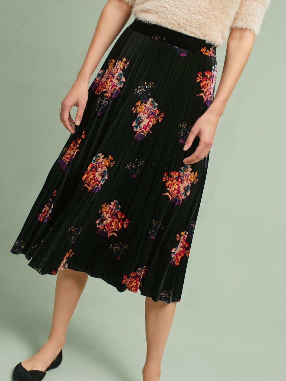 Maeve Anthropologie Floral Velvet Skirt - EUC